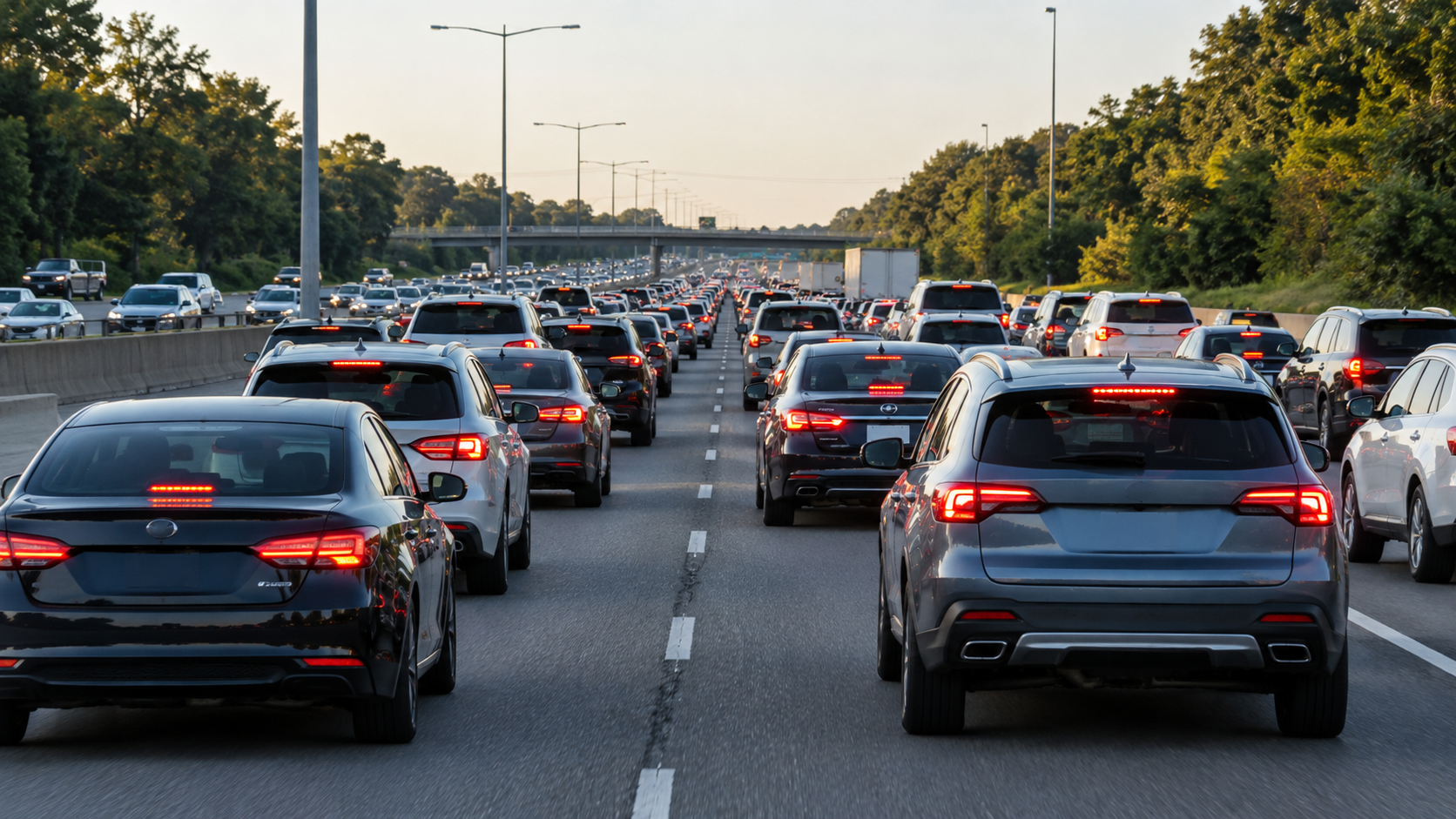 Highway traffic slowing in waves even though there is no visible accident or road closure